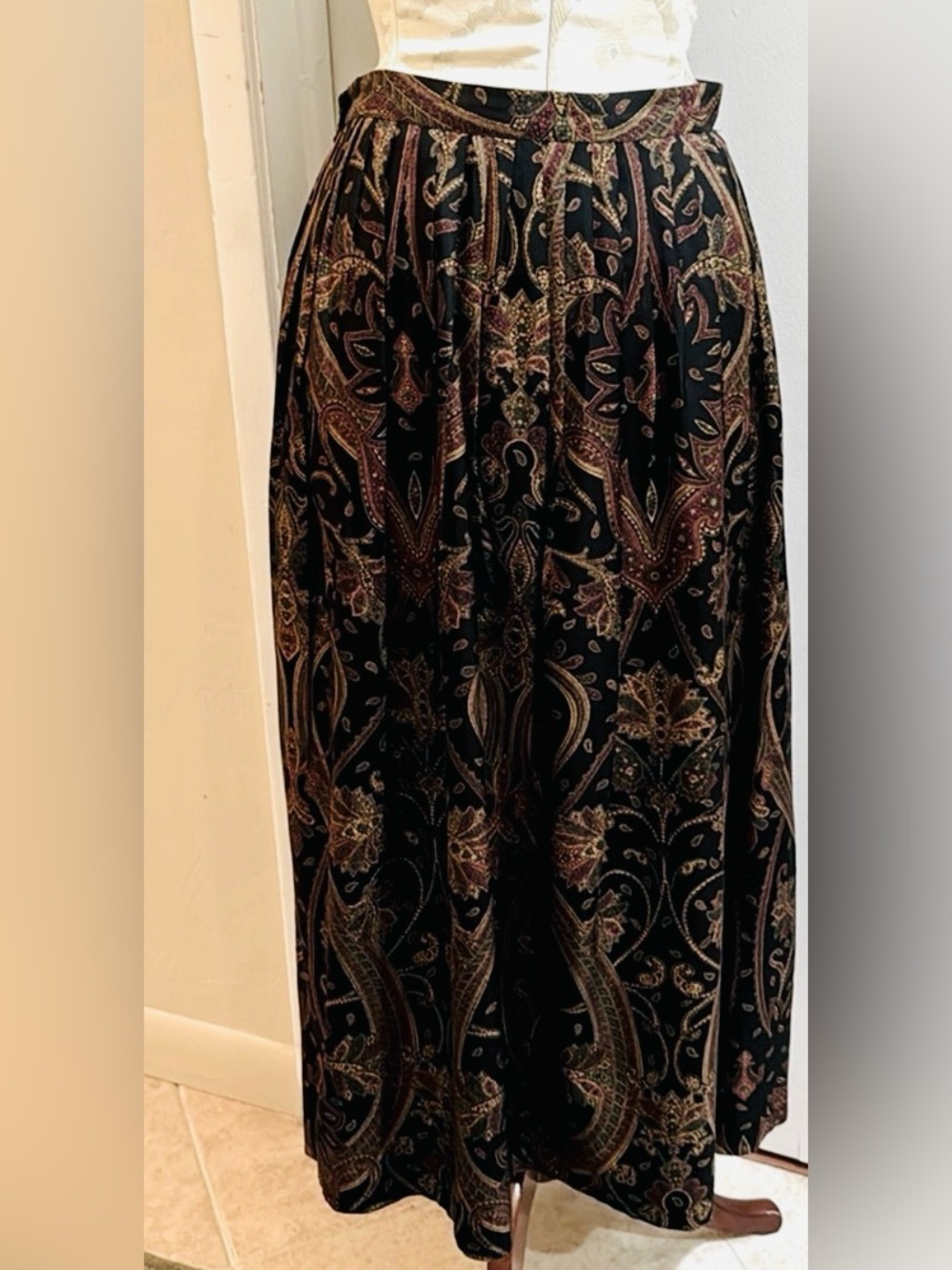 Ralph Lauren Silk Paisley Vintage Purple Label Pockets Pull On Maxi Skirt 8